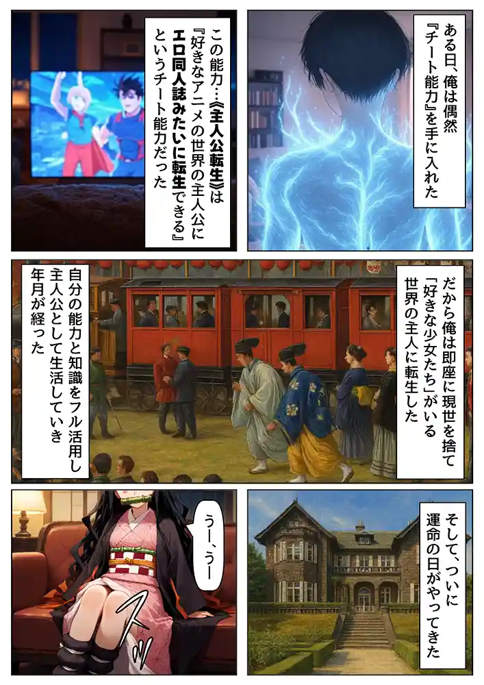 鬼滅な少女達に種付けしまくる【前編:遊郭編まで】《ストーリー＆台詞あり》〜【巨根チート主人公転生】〜同人フル漫画画像1