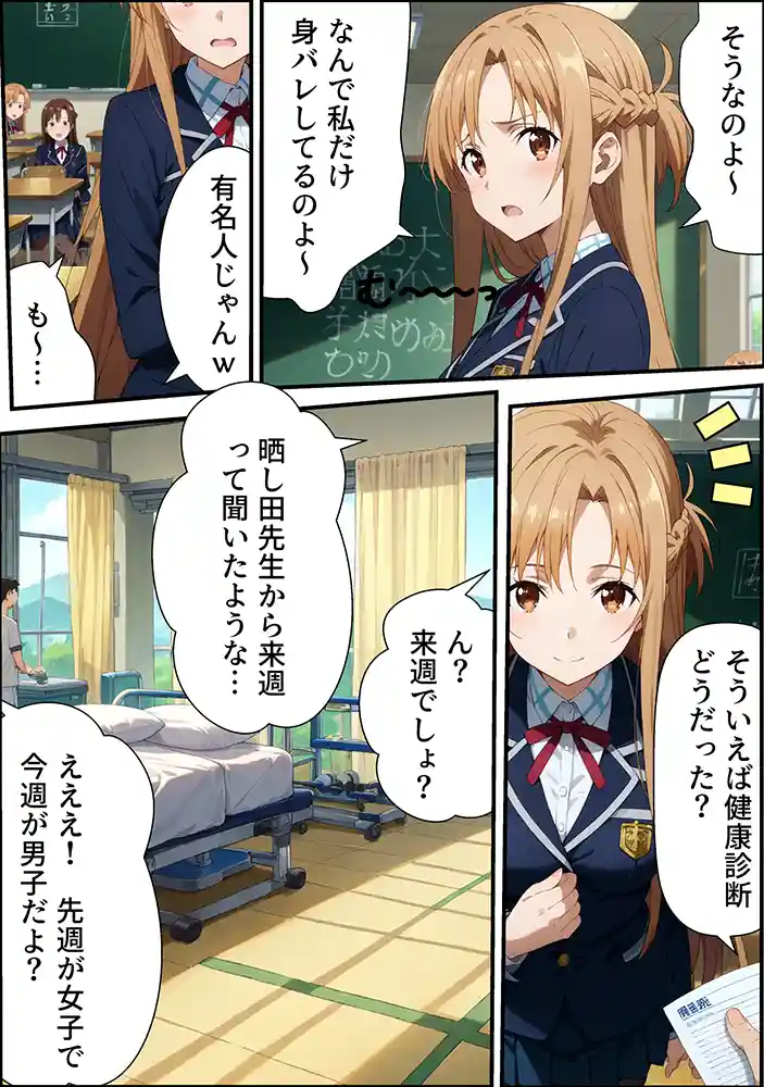 SAOのアスナどうなる？ ヤリチン教師の餌食になる発情期ヒロインズ〜閃光のア〇ナ全裸健康診断〜 同人フル漫画画像24