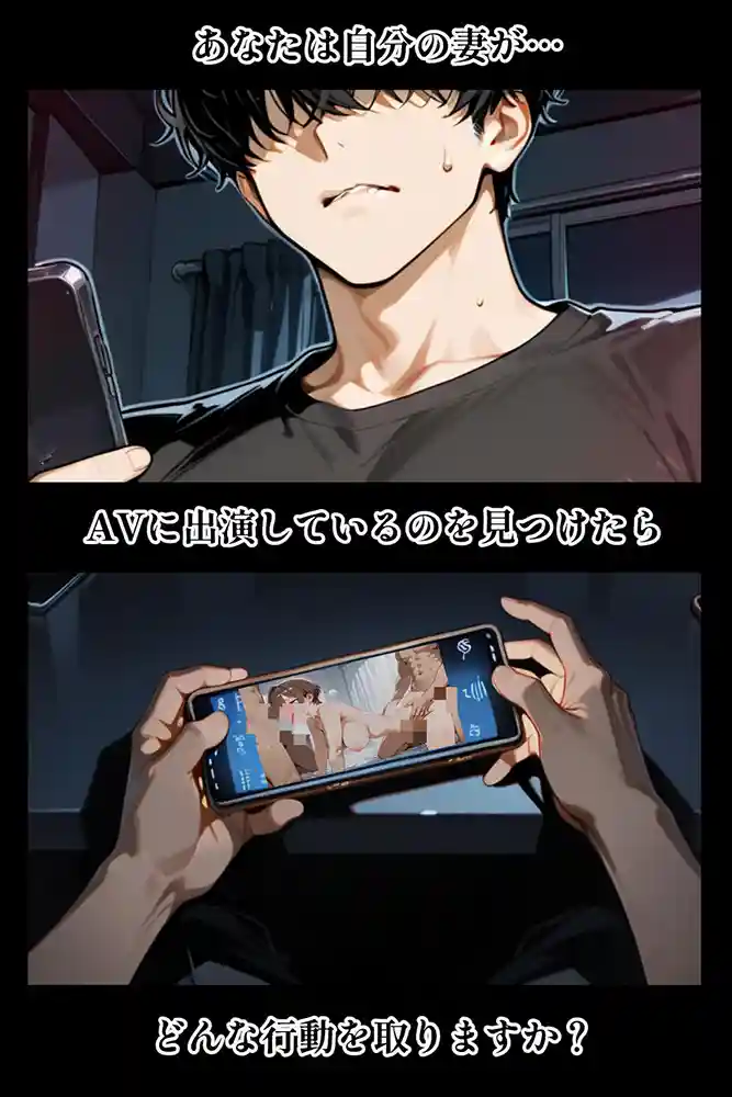 “【エロ漫画】知らぬ間に同人AVに出演していた妻に、上書きセックスしてわからせた話