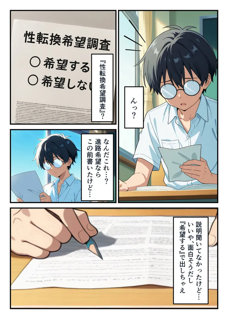 【エロ漫画】性転換希望調査に僕だけ希望するで出した結果、本当に女の子になってしまった話 モザイク版【コミック宴】無料エロ漫画商業誌 エロ画像2